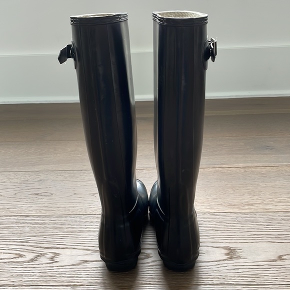 Original Tall HUNTER Rain Boots Matte Black Size 4M/5F left buckle missing - Picture 4 of 7